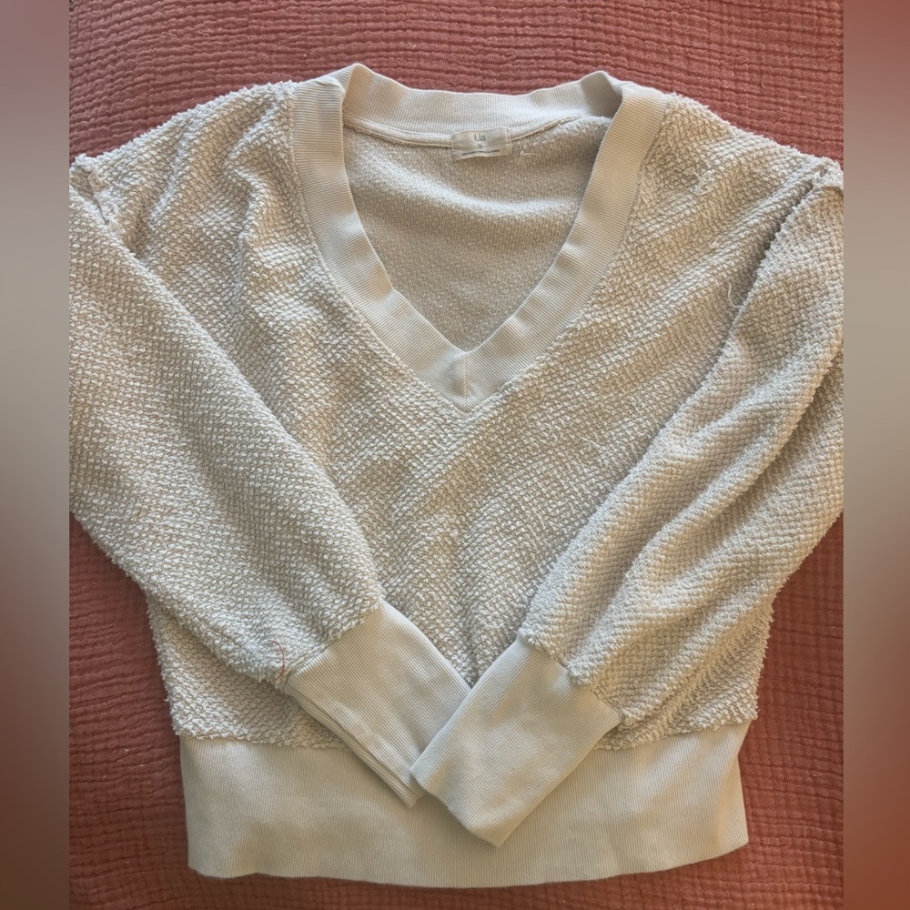 T. La sweater, white. Size small.